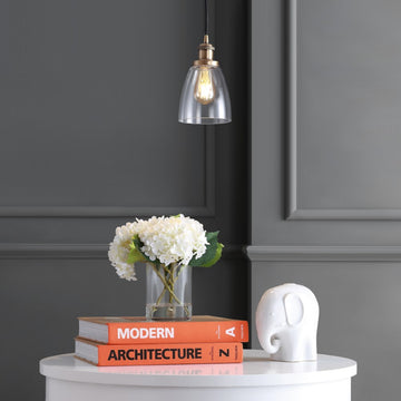 Cleo 5.5" Adjustable Metal/Glass LED Pendant - JONATHAN Y